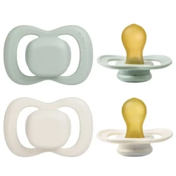 B.Box Natural Rubber Pacifier Set 2 Pieces for Babies 6 Months Plus Sage and Vanilla Colors BPA Free Orthodontic Design Promotes Healthy Oral Development Durable and Safe