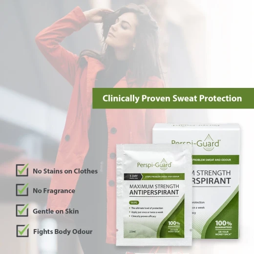 Perspi Guard Maximum Strength Antiperspirant Sweat Block Wipes, 7 Count, for Problem Sweat & Odour - Perspi - Image 2