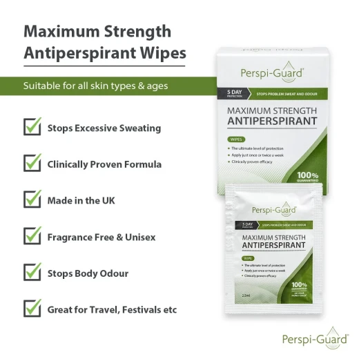 Perspi Guard Maximum Strength Antiperspirant Sweat Block Wipes, 7 Count, for Problem Sweat & Odour - Perspi - Image 3