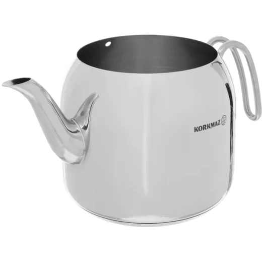 Korkmaz Double Steel Turkish Tea Set 1.1 and 2.3 Liter Silver for Authentic Tea Brewing - Korkmaz - Image 3