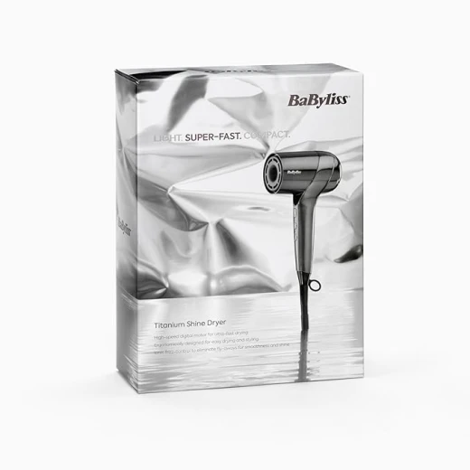 BaByliss Titanium Shine Hair Dryer with Diffuser, Powerful Compact Ionic Hair Dryer for Fast Drying, 1600W Digital Motor, 3 Heat 3 Speed Settings, Cold Shot, Silver BaByliss Titanium Shine Hair Dryer with Diffuser, Powerful Compact Ionic Hair Dryer for Fast Drying, 1600W Digital Motor, 3 Heat 3 Speed Settings, Cold Shot, Silver