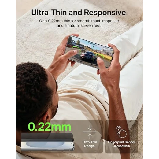 واقي شاشة خصوصية بيلكن ScreenForce Titan SmartShield لهاتف سامسونج جالكسي S26، خصوصية ثنائية الاتجاه، مقاوم للخدوش والصدمات، صلابة 9H، مضاد للبصمات، فائق النحافة - بيلكين - Image 3