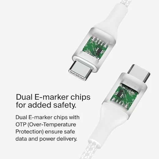 Belkin BoostCharge USB-C to USB-C Charging Cable, USB-IF Certified, 240W Power Delivery Fast Charging, 1m, White - Belkin - Image 4