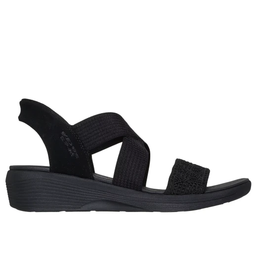 Skechers Women's Arya Very Demure Hands Free Slip Ins Black Vegan Sandal Featuring Stretch Cross Strap Design and Luxe Foam Comfort Insole Size 37 for Ultimate Summer Footwear - Skechers - Image 2