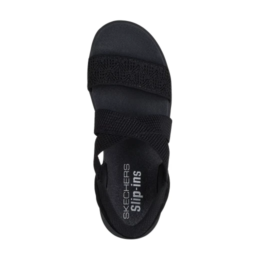 Skechers Women's Arya Very Demure Hands Free Slip Ins Black Vegan Sandal Featuring Stretch Cross Strap Design and Luxe Foam Comfort Insole Size 37 for Ultimate Summer Footwear - Skechers - Image 4