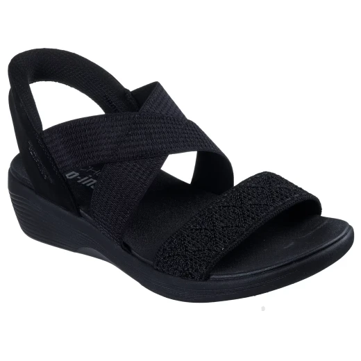 Skechers Women's Arya Very Demure Hands Free Slip Ins Black Vegan Sandal Featuring Stretch Cross Strap Design and Luxe Foam Comfort Insole Size 37 for Ultimate Summer Footwear - Skechers - Image 8