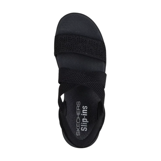Skechers Women's Arya Very Demure Hands Free Slip Ins Black Vegan Sandal Featuring Stretch Cross Strap Design and Luxe Foam Comfort Insole Size 37 for Ultimate Summer Footwear - Skechers - Image 9