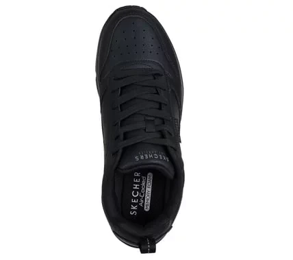 Skechers Street Men's Uno Alder Black Lace Up Sneaker With Air Cooled Memory Foam Insole And Skech Air Visible Airbag Midsole, Duraleather Upper, Style 183012, Size 45, Black Color - Skechers - Image 14