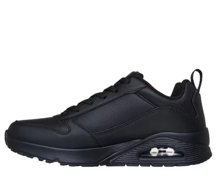 Skechers Street Men's Uno Alder Black Lace Up Sneaker With Air Cooled Memory Foam Insole And Skech Air Visible Airbag Midsole, Duraleather Upper, Style 183012, Size 45, Black Color - Skechers - Image 15