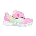 Skechers Girls' Infant Glimmer Kicks Pink Glitter Sneakers with S Lights Featuring Ombre Print Upper, Pet Face Embellishment, and Sound Activated Lights, Size 26 - Skechers
