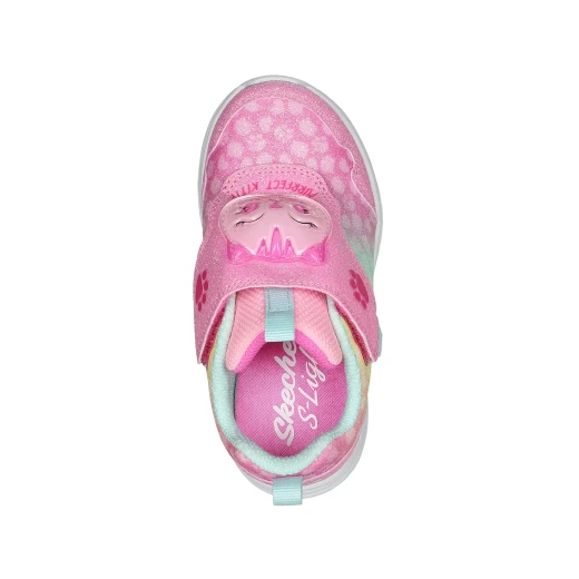 Skechers Girls' Infant Glimmer Kicks Pink Glitter Sneakers with S Lights Featuring Ombre Print Upper, Pet Face Embellishment, and Sound Activated Lights, Size 26 - Skechers - Image 4