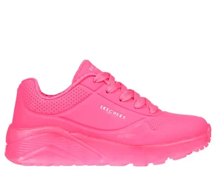 Skechers Girls' Uno Ice Fashion Sneakers Pink 35 with Air Cooled Memory Foam Insole and Translucent Wedge Cushioned Midsole. Stylish Lace Up Durabuck Upper. - Skechers - Image 12