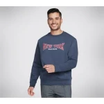 Skechers Men's Skech-Sweats NY Crew Charcoal XL Pullover Sweatshirt with New York Patch Graphic. Made from Soft Brushed Terry Fabric, Classic Style for Everyday Wear, Crew Neck - Skechers