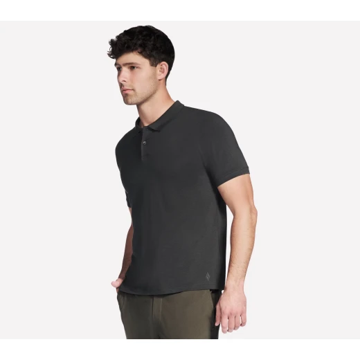 Men's Pima Signature Polo Dark Brown M Size with Tiger Head Rhinestone Detail and Brand Print on Cotton Jersey Fabric - Skechers - Image 4