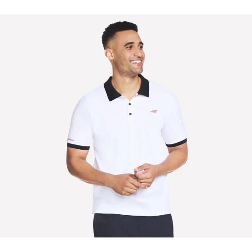 Skechers Victory Men's Polo T-Shirt White Short Sleeve Comfort Fit Collared Shirt Logo Detail Size Large Perfect for All Day Wear - Skechers - Image 2