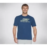 تي شيرت سكيتشرز سبورت كورت للرجال كحلي XL رياضي جيرسي قطن 52% بوليستر 48% رقبة دائرية وأكمام قصيرة ملابس رياضية للرجال TS67 BRRD نسيج مريح وقابل للتنفس - سكيتشرز