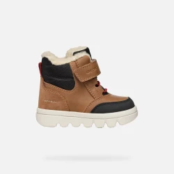 Geox Willaboom ABX Baby Waterproof Breathable Ankle Boots Boys 22 Tobacco Brown Waxed Leather Suede Outdoor Style Cold Weather Protection Gripping Outsole