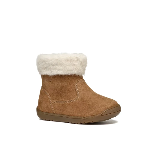 Geox Macchia Baby Ankle Boots Brown Suede with Faux Fur Trim First Steps Boot 22 for Baby Girls Comfortable and Stylish - Geox - Image 3