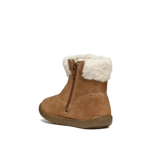 Geox Macchia Baby Ankle Boots Brown Suede with Faux Fur Trim First Steps Boot 22 for Baby Girls Comfortable and Stylish - Geox - Image 7