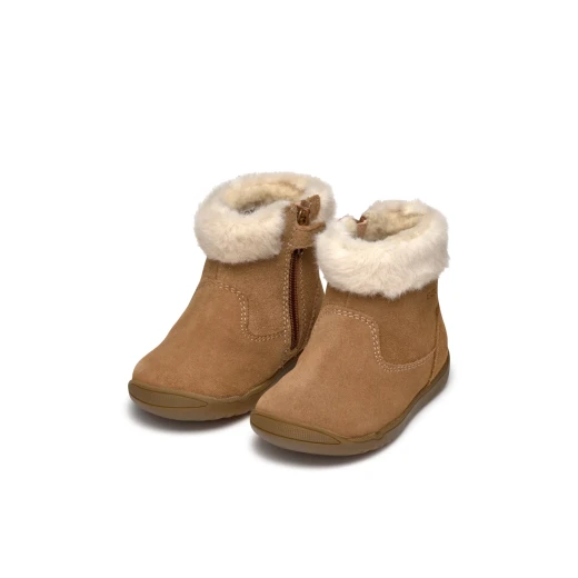 Geox Macchia Baby Ankle Boots Brown Suede with Faux Fur Trim First Steps Boot 22 for Baby Girls Comfortable and Stylish - Geox - Image 9