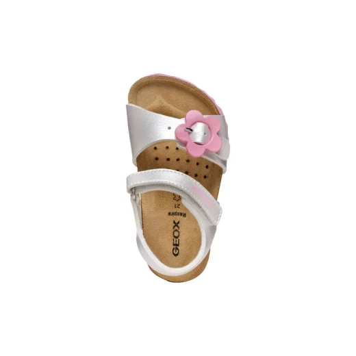 Geox Chalki Baby Girls Sandals White Pearlescent Leather Effect Open Toe with Adjustable Riptape Closure Breathable Design Adorned with Embellishments Size 25 For Stylish Comfort - Geox - Image 9