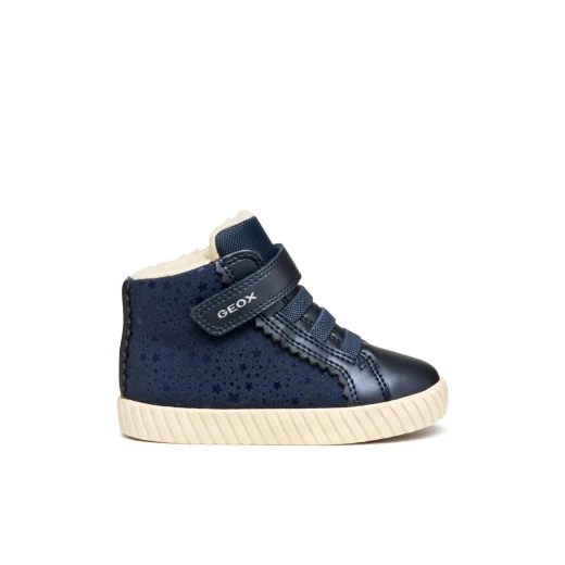Geox Mirrorless Baby Sneakers Navy Blue 22 for Infant Girls Suede Like Material Pearlescent Leather Effect Sporty Casual Shoes Comfortable for Everyday Wear B5669A.0AUAJ.C4002