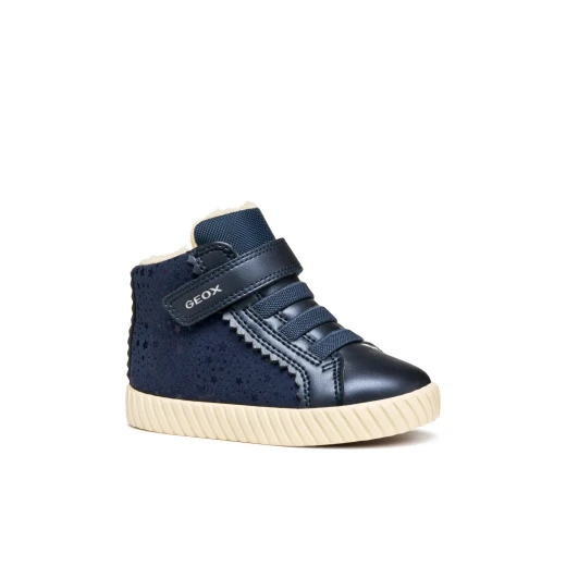 Geox Mirrorless Baby Sneakers Navy Blue 22 for Infant Girls Suede Like Material Pearlescent Leather Effect Sporty Casual Shoes Comfortable for Everyday Wear B5669A.0AUAJ.C4002 - Image 3