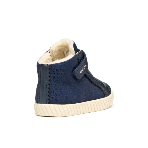 Geox Mirrorless Baby Sneakers Navy Blue 22 for Infant Girls Suede Like Material Pearlescent Leather Effect Sporty Casual Shoes Comfortable for Everyday Wear B5669A.0AUAJ.C4002 - Image 4