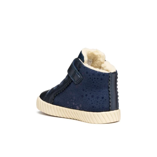 Geox Mirrorless Baby Sneakers Navy Blue 22 for Infant Girls Suede Like Material Pearlescent Leather Effect Sporty Casual Shoes Comfortable for Everyday Wear B5669A.0AUAJ.C4002 - Image 5