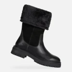 LRIDEA WOMAN Cozy Protective Ankle Boots Black Suede Leather Chelsea 37 Winter Warm Fashion Boots with Faux Fur Trim Fast Delivery Easy Exchange - Geox