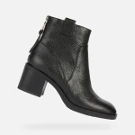Geox Giulila Women's Black Leather Ankle Boots Size 37 Breathable Comfortable Mid Heel Casual City Wear D26TYE.00046.C9999 - Geox