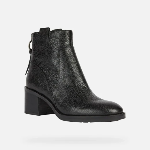 Geox Giulila Women's Black Leather Ankle Boots Size 37 Breathable Comfortable Mid Heel Casual City Wear D26TYE.00046.C9999 - Geox - Image 3