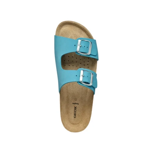 Brionia Woman's Anatomic Sandal in Blue Nubuck, Open Back Design, Adjustable Double Strap, Perfect for Summer Laid Back Looks, Size 38 - Geox - Image 10