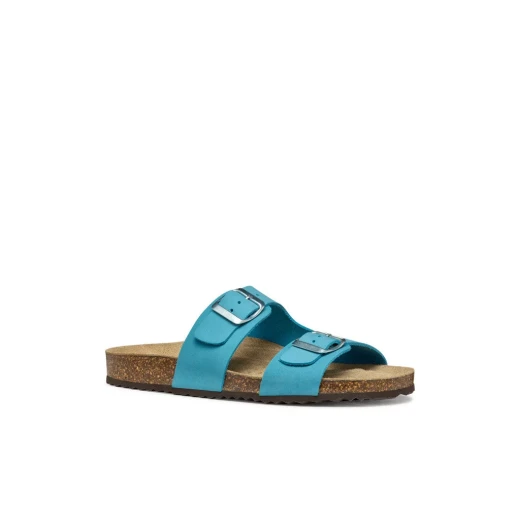 Brionia Woman's Anatomic Sandal in Blue Nubuck, Open Back Design, Adjustable Double Strap, Perfect for Summer Laid Back Looks, Size 38 - Geox - Image 12