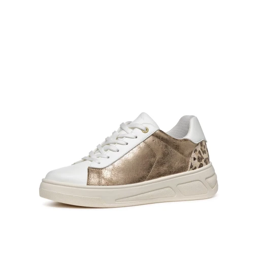 Geox Ljuba Woman's Breathable Low Cut Sneakers with Metallic and Plain Leather Effect Detailing. Sporty Design with a Chunky Sole. Size 37, Gold Color. - Geox - Image 12