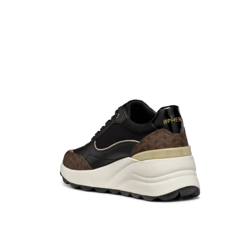 Geox Spherica EC13 Woman's Breathable Sneakers Black Nappa Fabric Ultra Cushion Wedge Design 41 Comfortable Active Chic Style Everyday Wear Fast Delivery Easy Exchange - Geox - Image 5