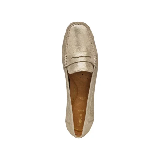 Annytah Moc Women's Loafers in Light Gold Shiny Suede with a Timeless Aesthetic, Breathable Design, and Size 37 for Warm Weather. D46BMA.000MA.C2012 - Image 4