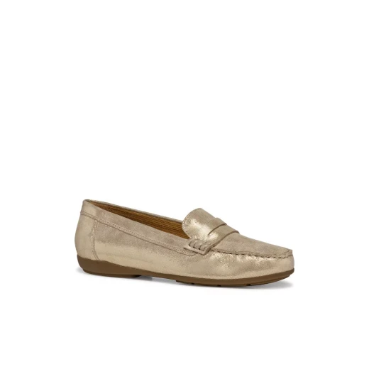 Annytah Moc Women's Loafers in Light Gold Shiny Suede with a Timeless Aesthetic, Breathable Design, and Size 37 for Warm Weather. D46BMA.000MA.C2012 - Image 6