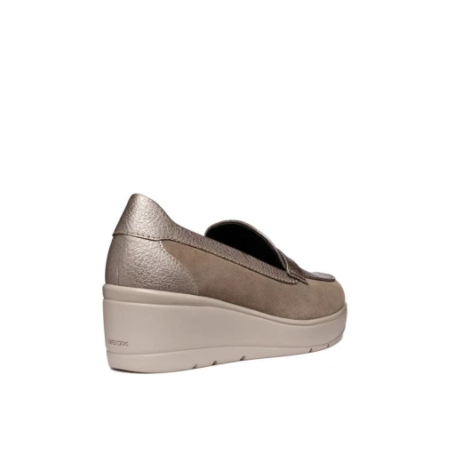 Geox Ilde Woman Taupe Loafers with Wedge Heel: Lightweight Suede and Tumbled Leather Effect, Size 36. Comfortable and Breathable Design for Everyday Wear. Perfect for City Outings. - Image 8