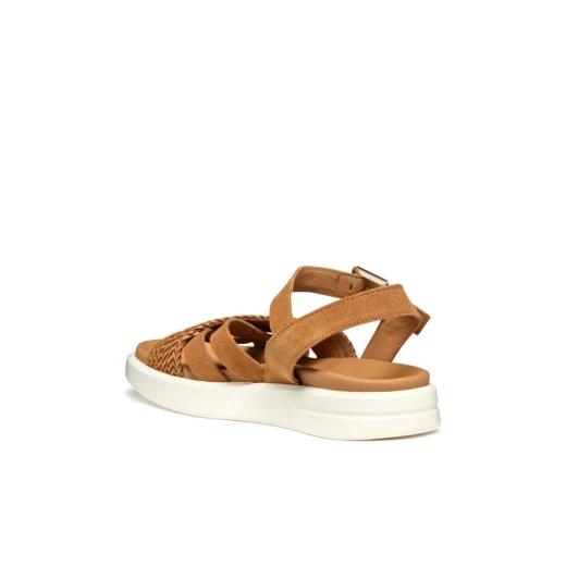 XAN2S Woman Cognac Suede Platform Sandals with Ankle Strap and Breathable Design, Size 36, Urban Style Footwear for Women - Geox - Image 7