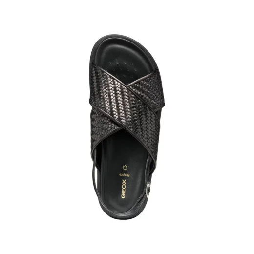 Adelash Woman Flat Sandals Black Shiny Leather Comfortable Breathable Design Perfect For City Routine And Off Duty Pursuits Size 41 Style D55YWE.000TC.C9999 - Geox - Image 4