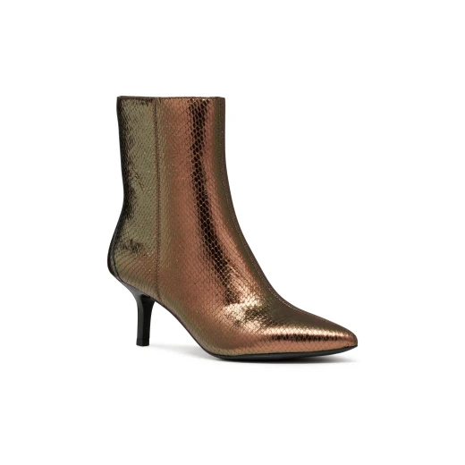 Kleopy Woman Ankle Boots in Dark Brown Metallic Leather. Stylish Women's Boot with a Contemporary Feel and Urban Vibe. Crafted for Everyday Wear, Size 37, D56YBB.000KY.C6006 - Geox - Image 3