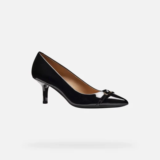 KLEOPY Woman's Black Patent Leather Dress Shoes, Size 41, Featuring Sleek Design, Urban Elegance, Polished Finesse, Perfect for Midseason and Party Outfits - Geox - Image 3
