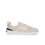 GXRN 02 Woman's Low Top Running Sneakers in Papyrus Color, Breathable Nappa Leather and Fabric Construction, Retro 1970s Design, Contemporary Style, Size 37 - Geox