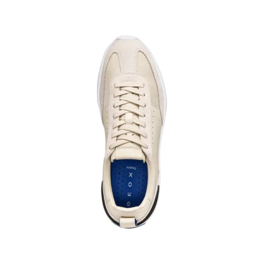 GXRN 02 Woman's Low Top Running Sneakers in Papyrus Color, Breathable Nappa Leather and Fabric Construction, Retro 1970s Design, Contemporary Style, Size 37 - Geox - Image 6