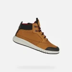 Geox Aeranter Boy's Ankle Boots Brown Waxed Leather Waterproof 35 - Geox