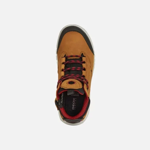 Geox Aeranter Boy's Ankle Boots Brown Waxed Leather Waterproof 28 - Geox - Image 4