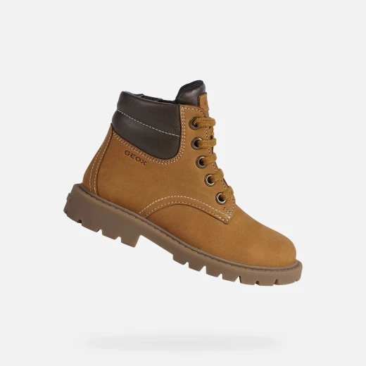 Geox Shaylax Boy Junior Ankle Boots Camel Nubuck Leather Workwear Inspired Design 29 Breathable Comfortable Everyday Wear J16FAB.032BC.C0930 Classic Lug Sole - Geox - Image 2
