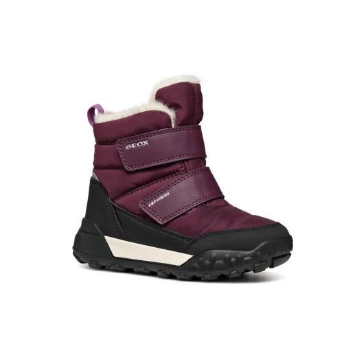 Geox Trekkyup ABX Girl's Hiking Ankle Boots Burgundy Waterproof Protection 34 Crafted Nylon Leather Effect Easy Fastening Flexible Sole for Outdoor Activities - Geox - Image 2