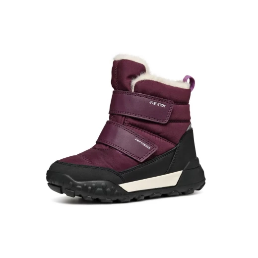Geox Trekkyup ABX Girl's Hiking Ankle Boots Burgundy Waterproof Protection 34 Crafted Nylon Leather Effect Easy Fastening Flexible Sole for Outdoor Activities - Geox - Image 3